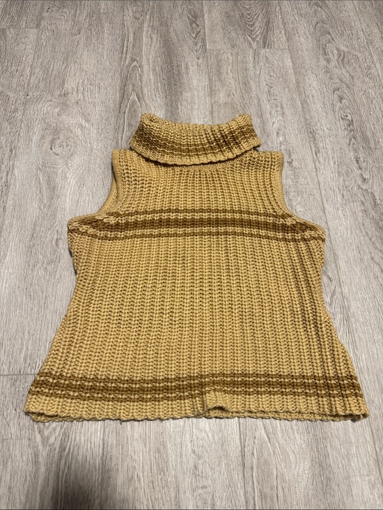 hamiko Sweaters - Vintage Sleeveless Turtleneck Knit Sweater Vest in Mustard